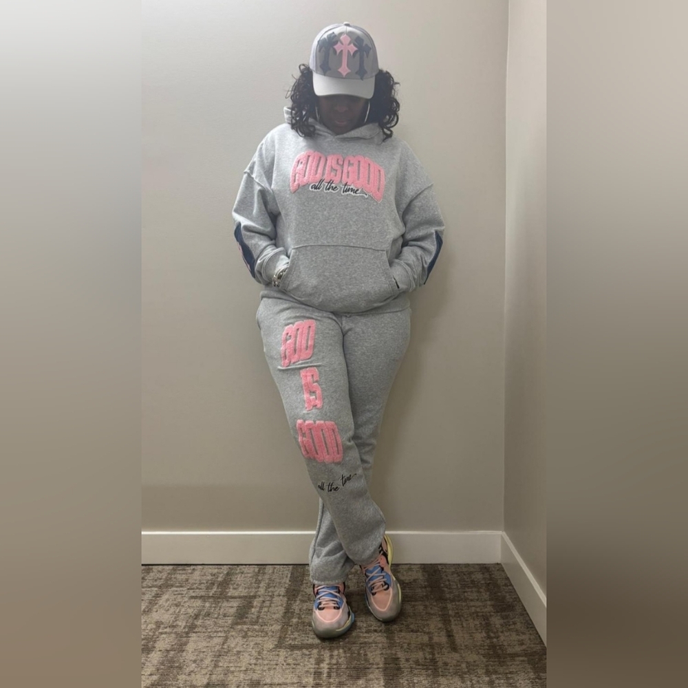 Gray and Pink Women's Jogger Set
